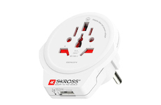 SKROSS PA30USB cestovní adaptér Europe USB pro cizince v ČR, USB-A, 12W, typ E/F