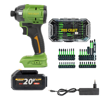 Aku rázový utahovák Procraft PS22bb + sada bitů IBS-41 + baterie a nabíječka | SPS22/IBS-41