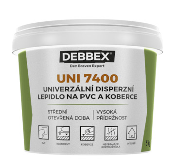 DEBBEX by Den Braven 510051RL Univerzální disperzní lepidlo na PVC a koberce UNI 7400 5 kg kbelík světle béžová