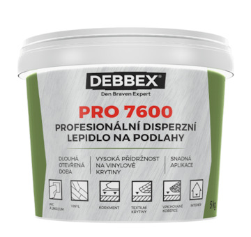 DEBBEX by Den Braven 510060RL Profesionální disperzní lepidlo na podlahy PRO 7600 1 kg kbelík světle béžová