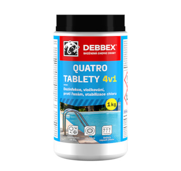 DEBBEX by Den Braven CH202 Cranit Quatro tablety - dezinfekce, proti řasám, vločkování, stabilizace 1 kg dóza namodralá