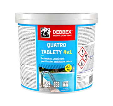 DEBBEX by Den Braven CH203 Cranit Quatro tablety - dezinfekce, proti řasám, vločkování, stabilizace 2,4 kg kbelík namodralá