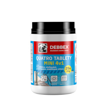 DEBBEX by Den Braven CH221 Cranit Quatro tablety Mini – dezinfekce, proti řasám, vločkování, stabilizace 500 g dóza namodralá