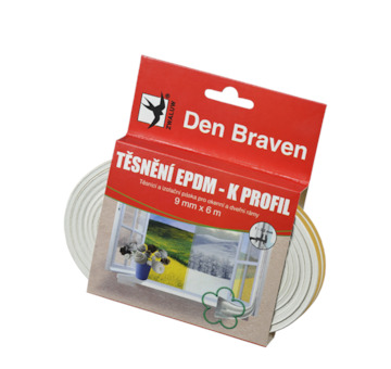 Den Braven B45502 Těsnicí profily z EPDM pryže P, 9 mm × 5,5 mm, délka 6 m bílá