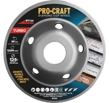 Diamantový brusný kotouč (hrncový) Procraft WT125 Turbo | WT125