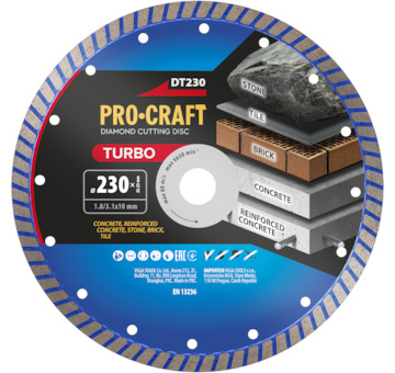 Diamantový řezný kotouč Turbo Procraft DT230 | DT230