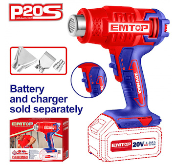 Emtop EHGN20021 Aku horkovzdušná pistole 20V 300/550°C solo