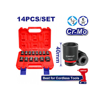 Emtop EMSSD12141 Sada 14 ks rázových nástrčných hlavic 1/2