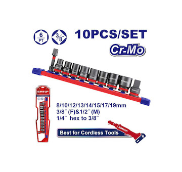 Emtop EMSSD38104 Sada 10 ks rázových nástrčných hlavic 3/8