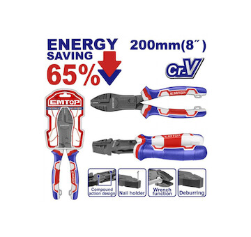Emtop EPLRCC0851 Kleště kombinované převodové 200 mm (úspora síly 65%)