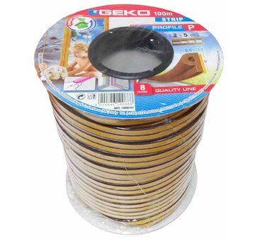 GEKO - Těsnění do oken samolepící EPDM guma D-profil 100m (2x50m) v cívce - hnědé