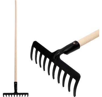 Hrábě zahradní Strend Pro Premium R-606, 10 zubé, kované, dřevěná násada 211111