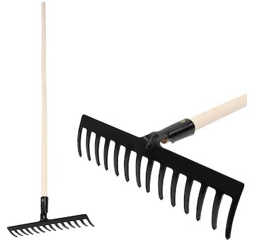Hrábě zahradní Strend Pro Premium R-606, 14 zubé, kované, dřevěná násada 211136