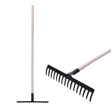 Hrábě zahradní Strend Pro Premium R-606, 16 zubé, kované, dřevěná násada 211287