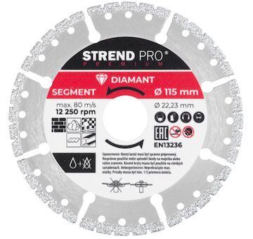 Kotouč Strend Pro Premium, Vacuum brazed, 115 mm, diamantový, řezný, multi 2232042