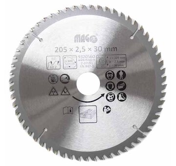 Magg 9320560 Pilový kotouč 205x2,5x30mm/60 zubů - střídavě šikmé