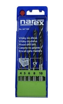 Narex 00647589 4, 5, 6, 8, 10 mm Sada vrtáků do dřeva 5dílná