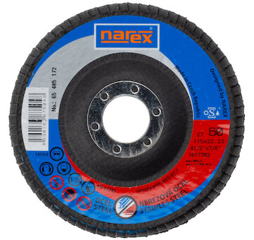 Narex 65405172 Lamelový kotouč 2v1 pro broušení běžné a ušlechtilé oceli LK o 115×22.2 27 ZA 60