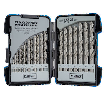 Narex 65405602 Vybrušované vrtáky pro běžné každodenní vrtání do oceli 19-SET HSS-G MSP