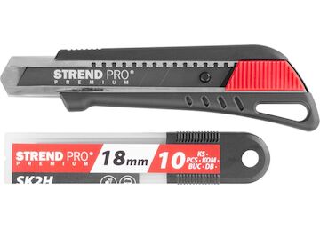 Nůž Strend Pro Premium FD781, BlackMatt, SoftTouch, 18 mm, odlamovací, + 10 ks čepelí, set 2220617