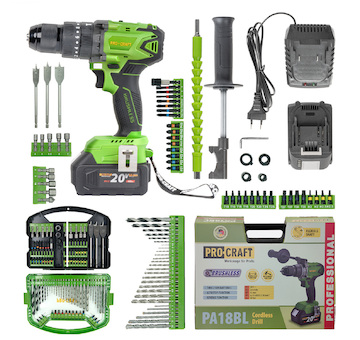 Procraft Aku vrtací šroubovák s příklepem Procraft SPA18BL Brushless se sadou bitů DBS-101 | SPA18BL/DBS101