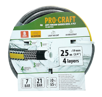 Procraft Černo-žlutá zahradní hadicí Procraft PR-4KAT1925 | PR-4KAT1925