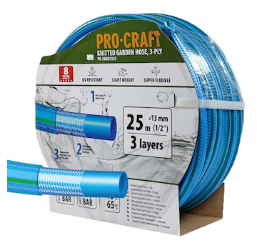 Procraft Modrá zahradní hadice Procraft PR-3KGH1325 3 vrstvy, 1/2