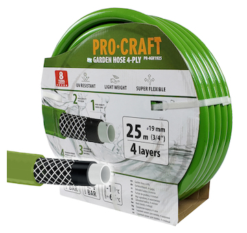 Procraft Zelená zahradní hadice Procraft PR-4GH1925 4 vrstvy, 3/4