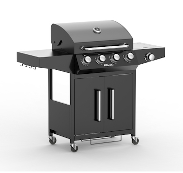 Riwall PRO RGG 41 plynový gril 15 kW se čtyřmi hořáky a bočním vařičem