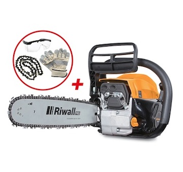 Riwall RPCS 5140 SET - řetězová pila s benzínovým  motorem 49 ccm + náhradní řetěz + rukavice + ochranné brýle PC42A2201058B