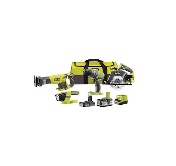Ryobi R18CK4-252S AKU 18 V SET R18DD3 + R18T-0 + RRS1801M + R18CSP + 1 X 5,0 AH + 1 X 2 AH BATERIE + NABÍJEČKA 5133003578