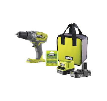 Ryobi R18PD3-120SA17 aku 18V příklepová vrtačka + 1X 2AH baterie+nabíječka+taška+ sada bitů one+ 5133005688