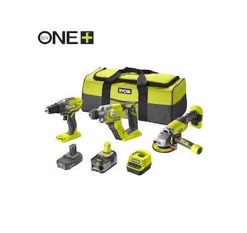 Ryobi RCK183C-242S sada nářadí ONE+ (R18DD3 + R18AG + R18SDS + 1X 4AH + 1X 2AH baterie + nabíječka)5133005445
