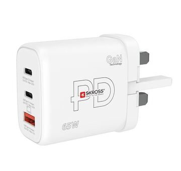 SKROSS DC57UK-PD65 USB A+C nabíjecí adaptér Power charger 65W GaN UK, Power Delivery, typ G