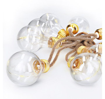 Solight 1V242 LED dekorativní žárovky na přírodním provazu, 10x žárovka, 30LED, 180cm, časovač 3x AA