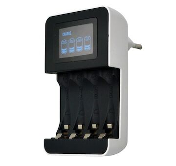 Solight DN25 nabíječka s LCD displejem, AC 230V, 450mA, 4 kanály, AA/AAA, řízená mikroprocesorem