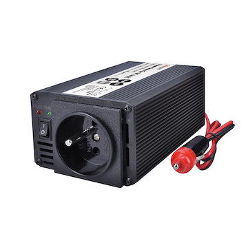 Solight IN05 invertor 12V, USB 500mA, kovový, černý, max. zatížení: 200W