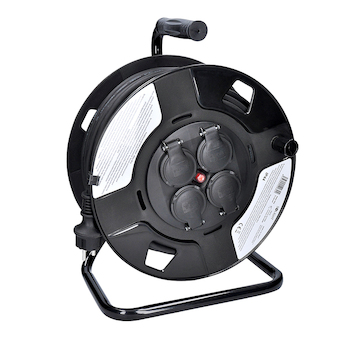 Solight PB34 prodlužovací přívod na bubnu, 4 zásuvky, venkovní, 50m gumový kabel, 3x 1,5mm2, IP44