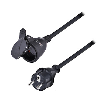 Solight PS32 prodlužovací přívod - spojka, 1 zásuvka, 20m, 3 x 1,5mm2, gumová, černá