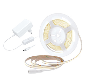 Solight WM59-NW LED COB pásek, sada s adaptérem, vypínač, 5m, 8W/m, 800lm/m, neutrální bílá