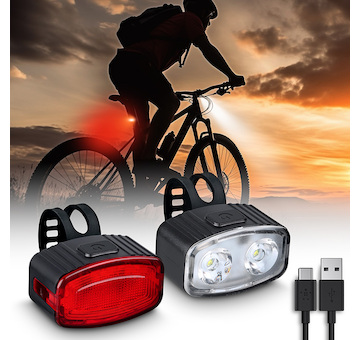 Solight WN47 set nabíjecích cyklo svítilen, 160lm přední, zadní červená, Li-Ion, USB