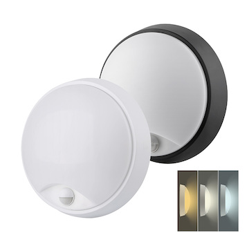Solight WO780-1 LED venkovní osvětlení se senzorem a nastavitelnou CCT, 18W, 1800lm, 22cm, 2v1 - bílý a černý kryt
