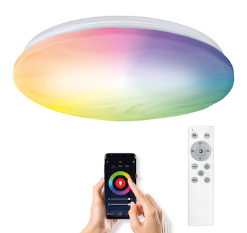 Solight WO792 LED smart stropní světlo Wave, 30W, 2300lm, wifi, RGB + CCT, dálkové ovládání