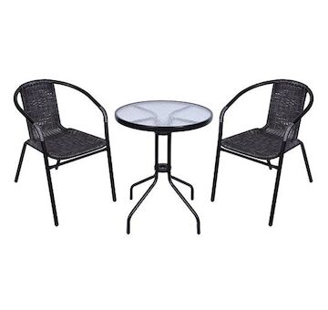 ST Leisure Equipment 802339 Set balkonový ALESIA, černý/antracit, stůl 70x60 cm, 2x židle 52x55x73 cm, ocel