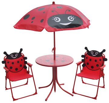ST Leisure Equipment 802416 Set zahradní LEQ MELISENDA Mariquita, beruška, slunečník 105 cm, stůl 50 cm, 2 židle, dětský
