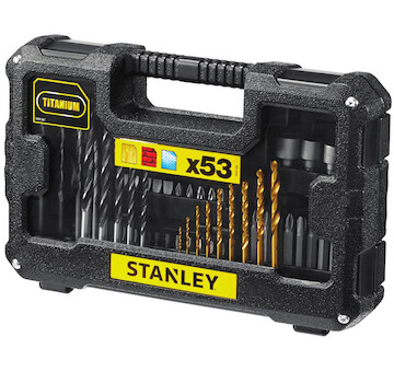 Stanley STA7223-XJ 53dílná sada vrtáků do kovu/dřeva/zdiva, šroubovací bity, magnetický držák bitů a nástrčné hlavice