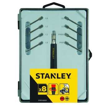 Stanley STHT0-62629 8dílná sada přesných šroubováků s vyměnitelnými dříky, plochý, Ph