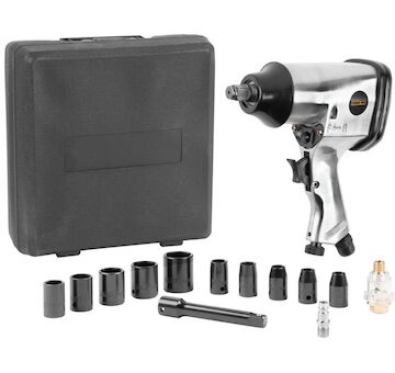 Strend Pro 115397 Sada kompresorových utahovacích pistolí Airtool WF-002A, 17 kusů, v kufříku
