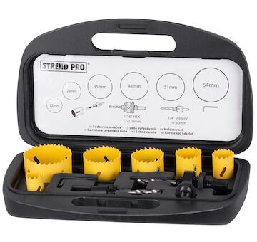 Strend Pro 212643 Sada vyřezávačů BHS 9055, Bi-metal, korunky, 9dílná, TCT