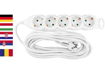 Strend Pro 2130009 Cable GERMAN socket GER DG-805B 5,00 m, 5 zásuvky, HU, RO, SRB, CRO